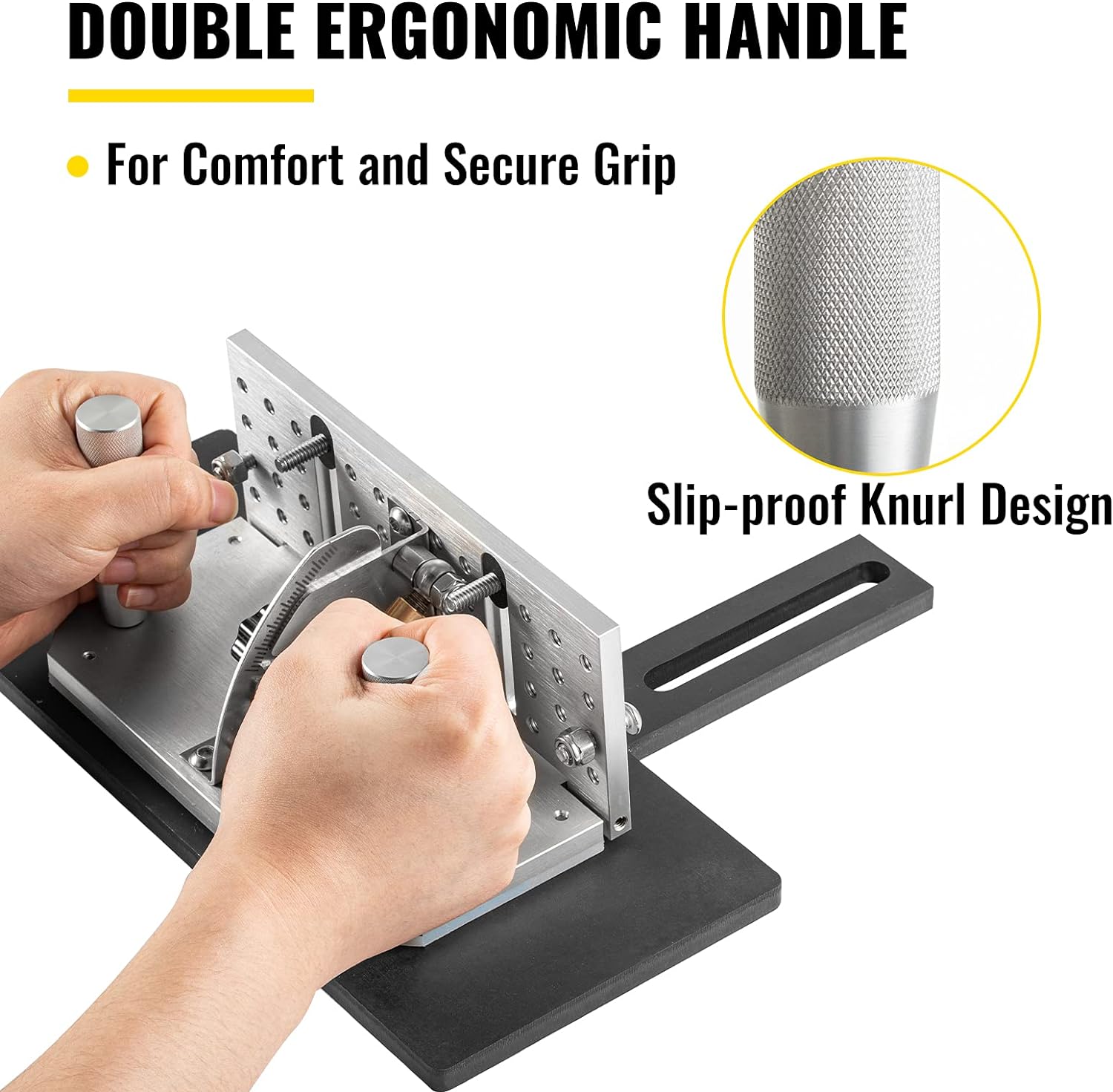 VEVOR Belt Grinder Knife Jig, 9-4/5 Long Sharpening Locator, 85°~ 115°Adjustable Angle, Belt Knife Sharpener Jig w/Dual Handles, Knife Making Angle Grind Guide for Belt Sander Machine - Large