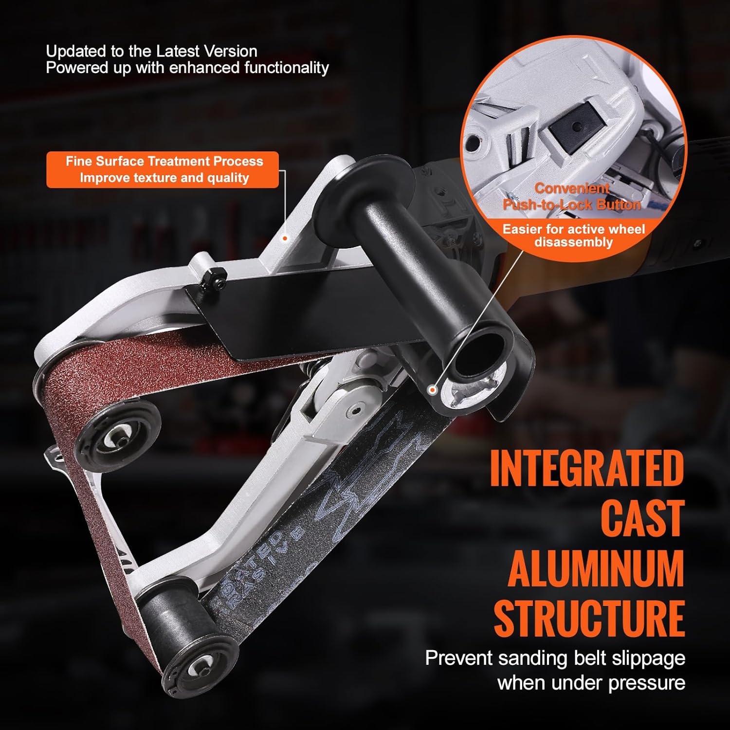 VEVOR Belt Sander Adapter for Angle Grinder, Pipe or Tube Sanding Attachment with 5/8-11 Imperial Thread and 10PCS Sanding Belts, Belt Sander Attachment Pipe Polishing Adapter for Rust Removal