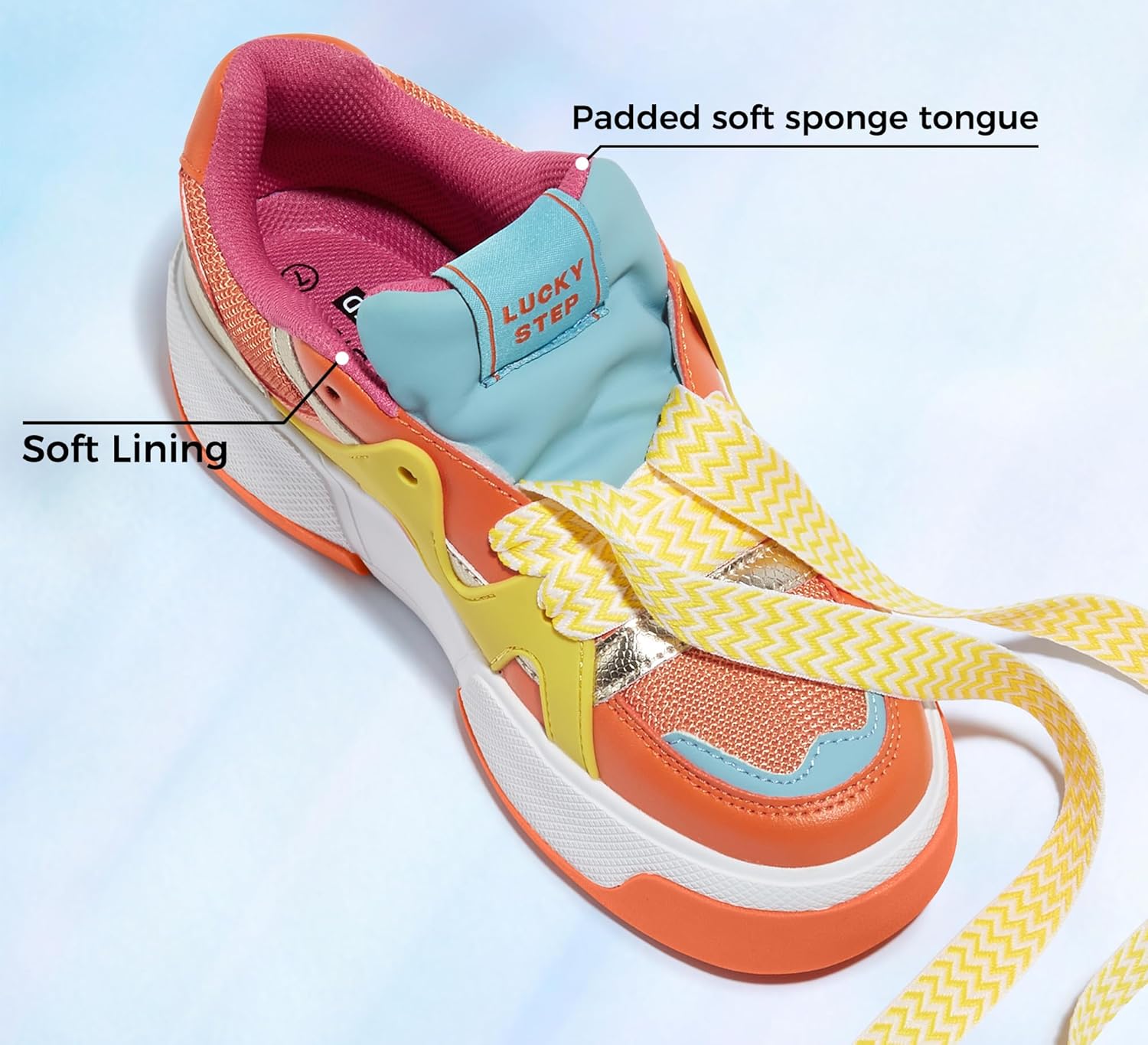LUCKY STEP Women’s Platform Fashion Sneakers Lace up Casual Faux Leather Comfortable Thick Sole Tennis Walking Shoes