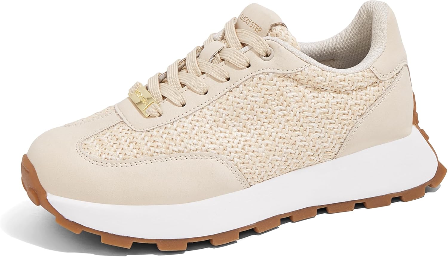 LUCKY STEP Womens Platform Fashion Sneakers Retro Classic Trainers Casual Lace-up Stylish Tennis Running Walking Shoes