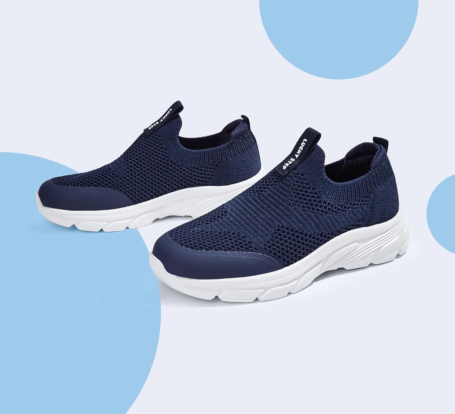 LUCKY STEP Boys Girls Slip On Sneakers Breathable Mesh Walking Shoes Lightweight Casual Running Athletic for Little Kids