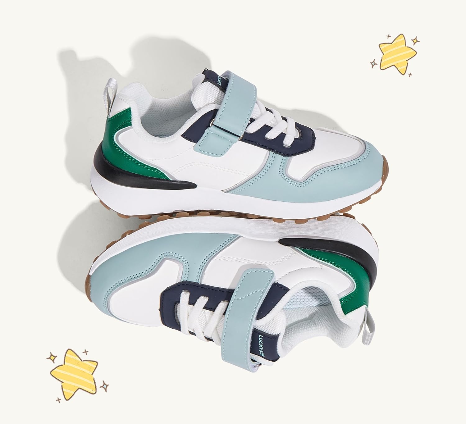 LUCKY STEP Kids Sneakers for Girls Boys Running Non-Slip Tennis Casual Walking Shoes Hook and Loop Unisex-Child Storybook Shoes for Big Kids, Little Kids  Toddlers