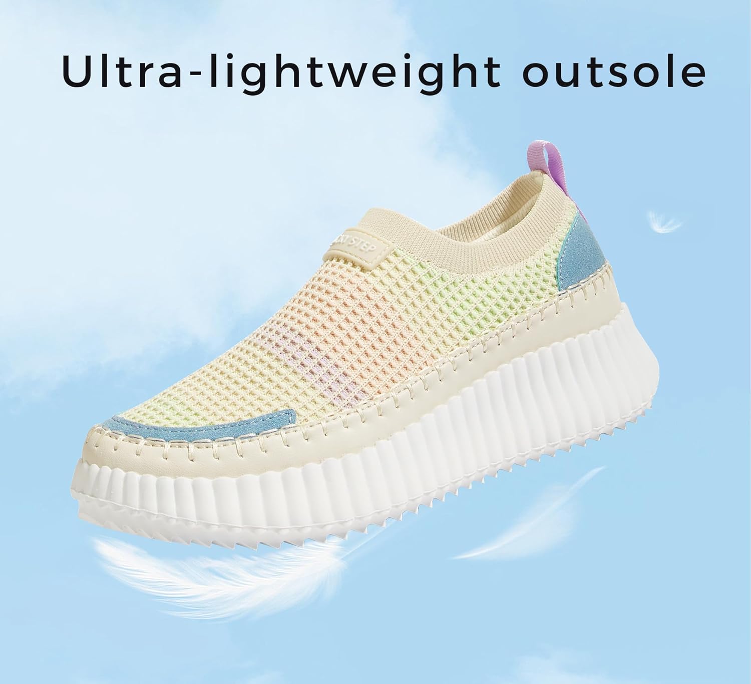 LUCKY STEP Platform Sneakers for Women Slip on Knit Chunky Fashion Casual Retro Braided Tennis Lightweight Walking Shoes