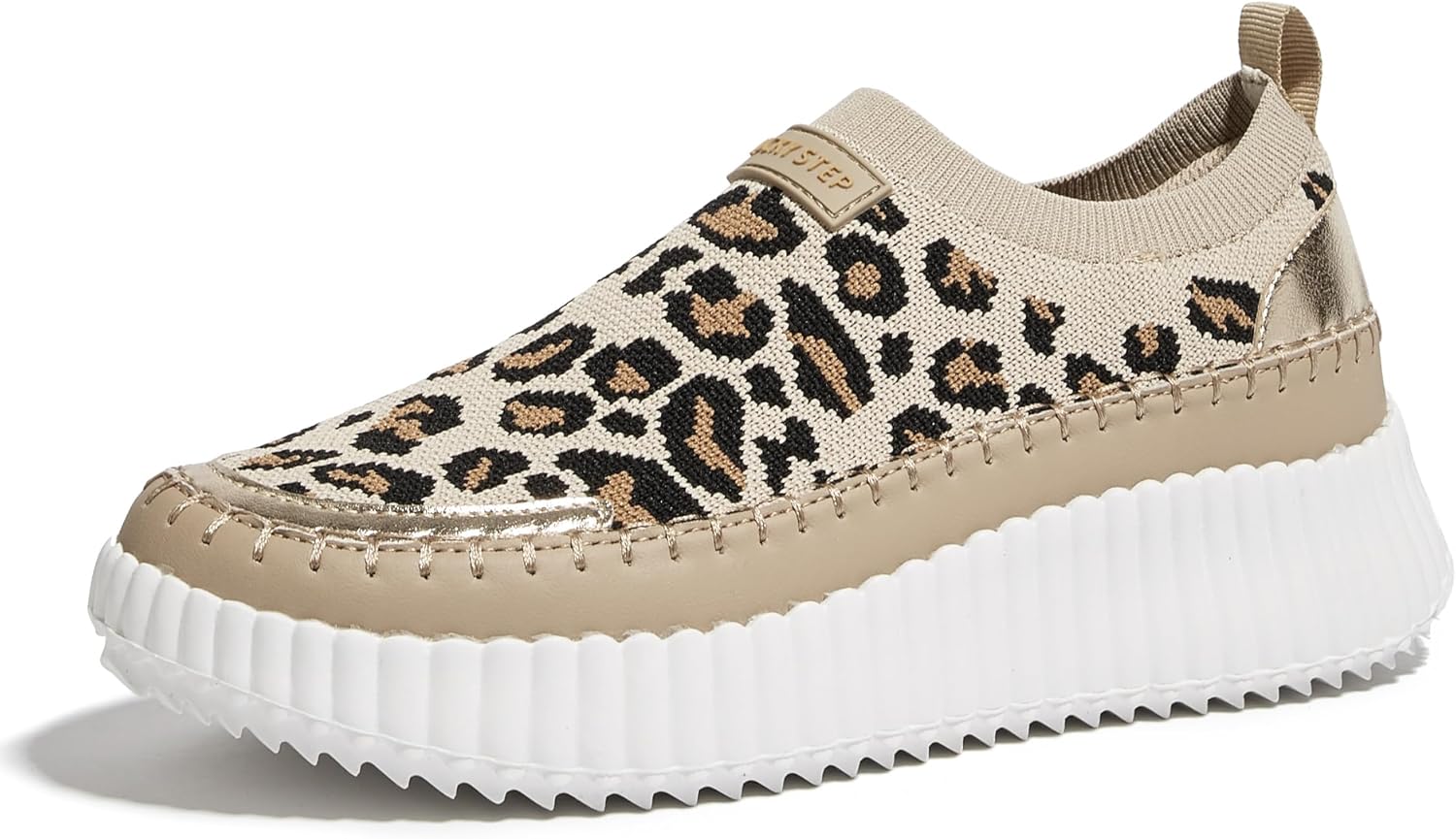LUCKY STEP Platform Sneakers for Women Slip on Knit Chunky Fashion Casual Retro Braided Tennis Lightweight Walking Shoes