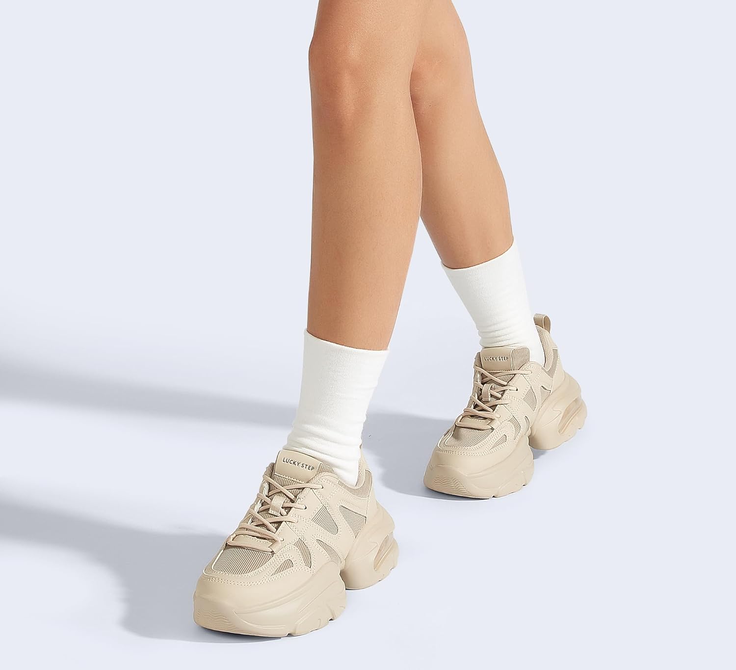 LUCKY STEP Womens Air Cushion Chunky Sneaker Fashion Thick Sole 90S Retro Dad Rave Casual Comfortable Walking Shoes