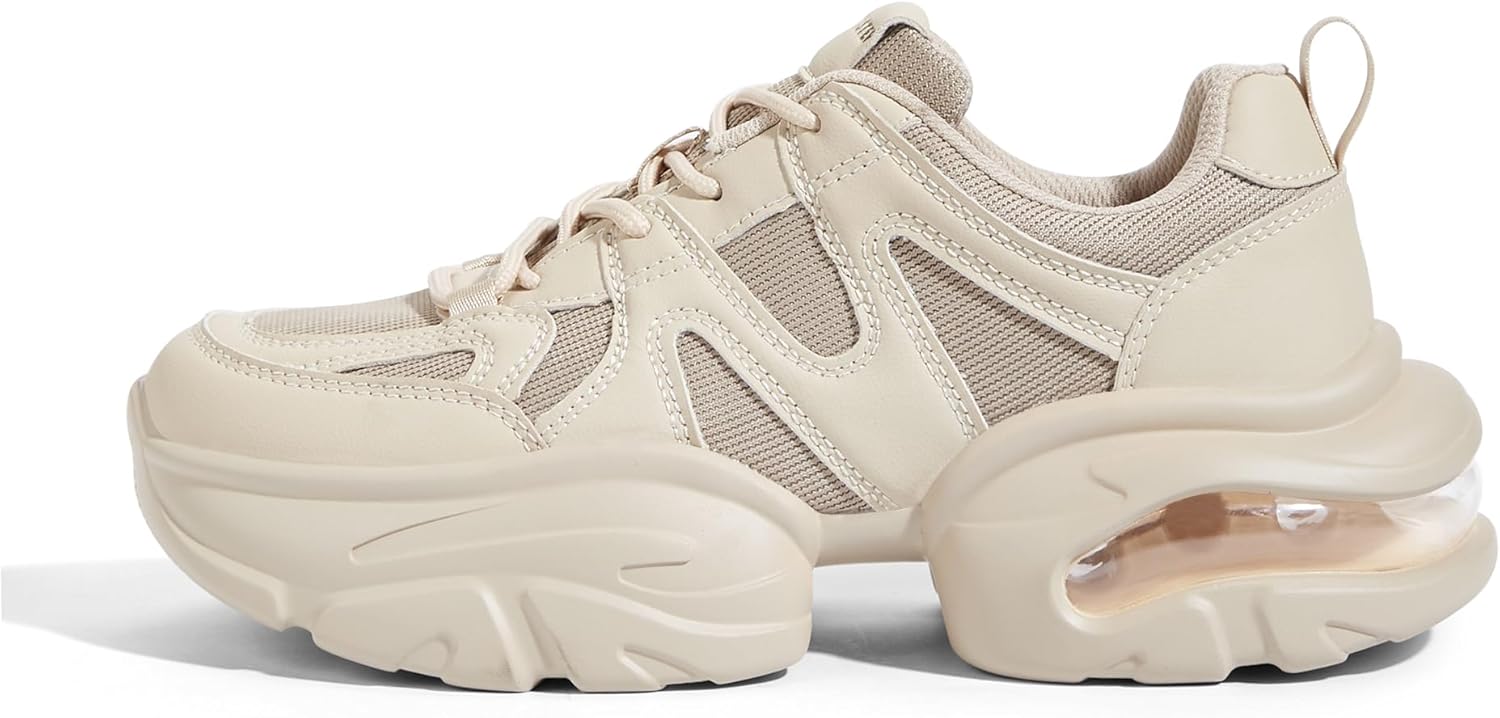 LUCKY STEP Womens Air Cushion Chunky Sneaker Fashion Thick Sole 90S Retro Dad Rave Casual Comfortable Walking Shoes