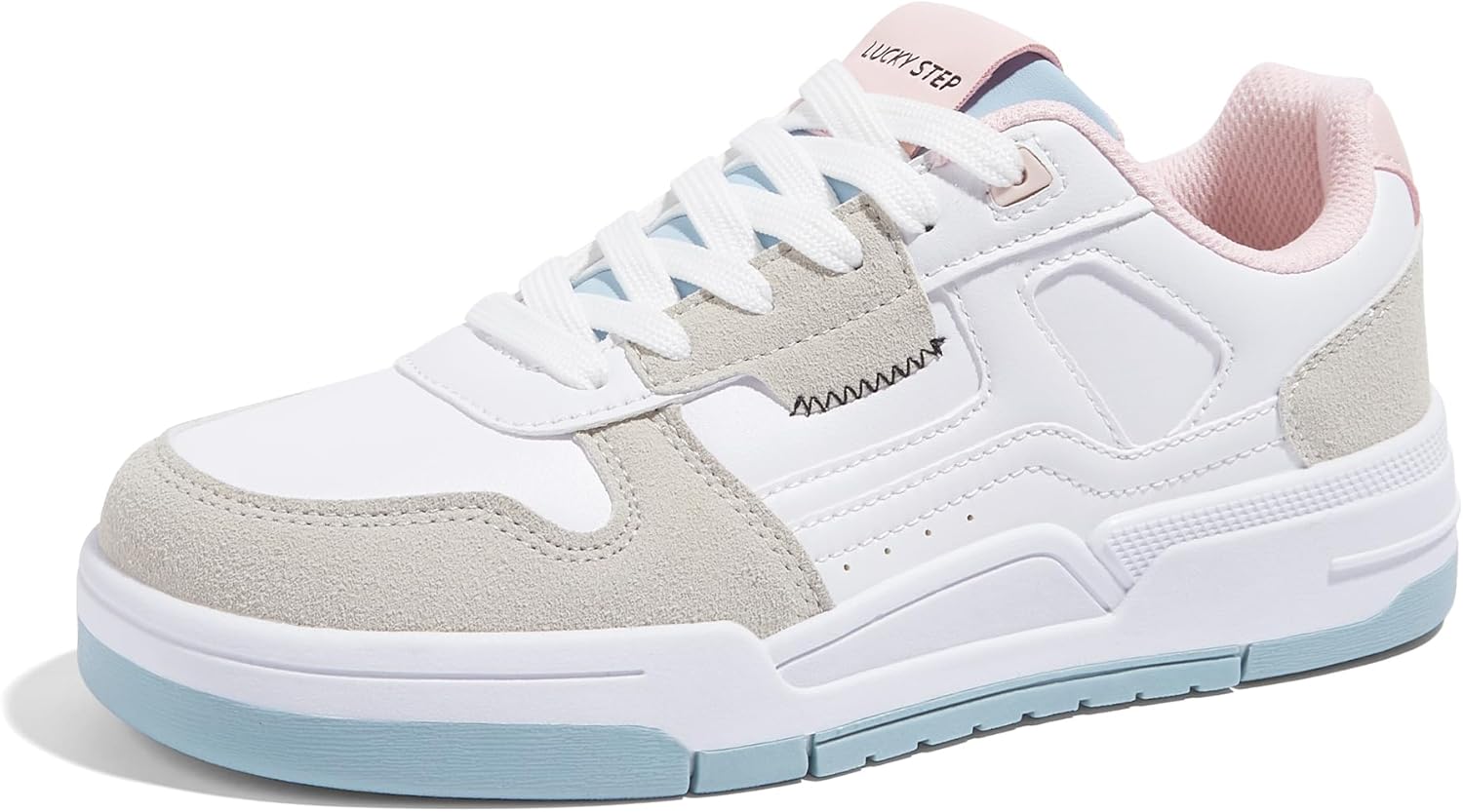 LUCKY STEP Womens Lace Up Fashion Casual Sneakers Low Top Walking Shoes Platform Comfort Non Slip Tennis Shoes