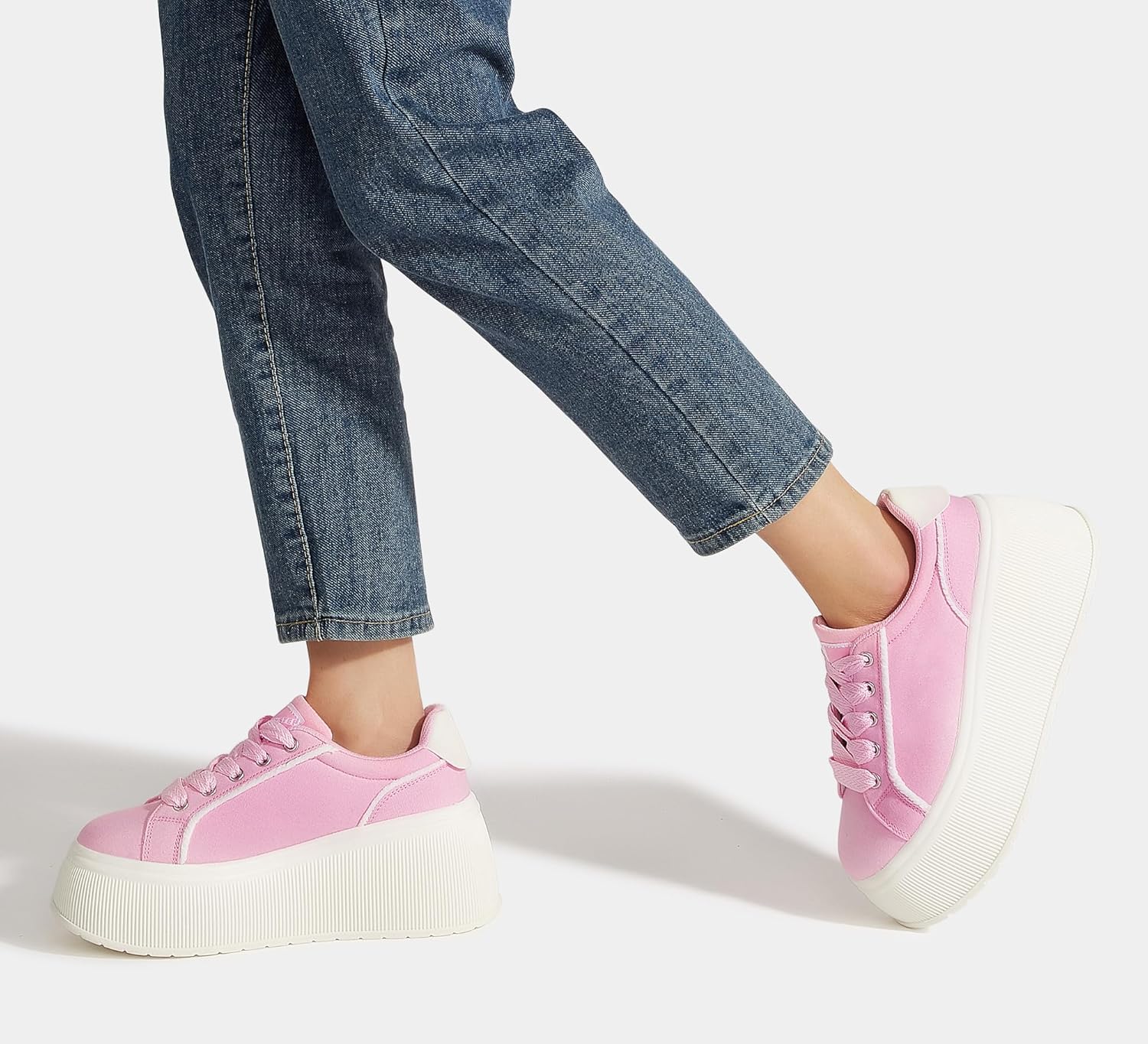 LUCKY STEP Womens Platform Fashion Sneakers Classic Wedge Canvas Casual Low Top Retro Walking Shoes