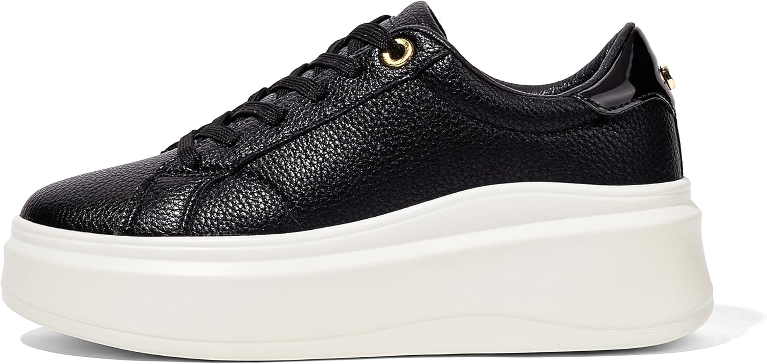 LUCKY STEP Womens Platform Fashion Sneakers Faux Leather Classic Tennis Shoes Low Top Casual Walking Shoes