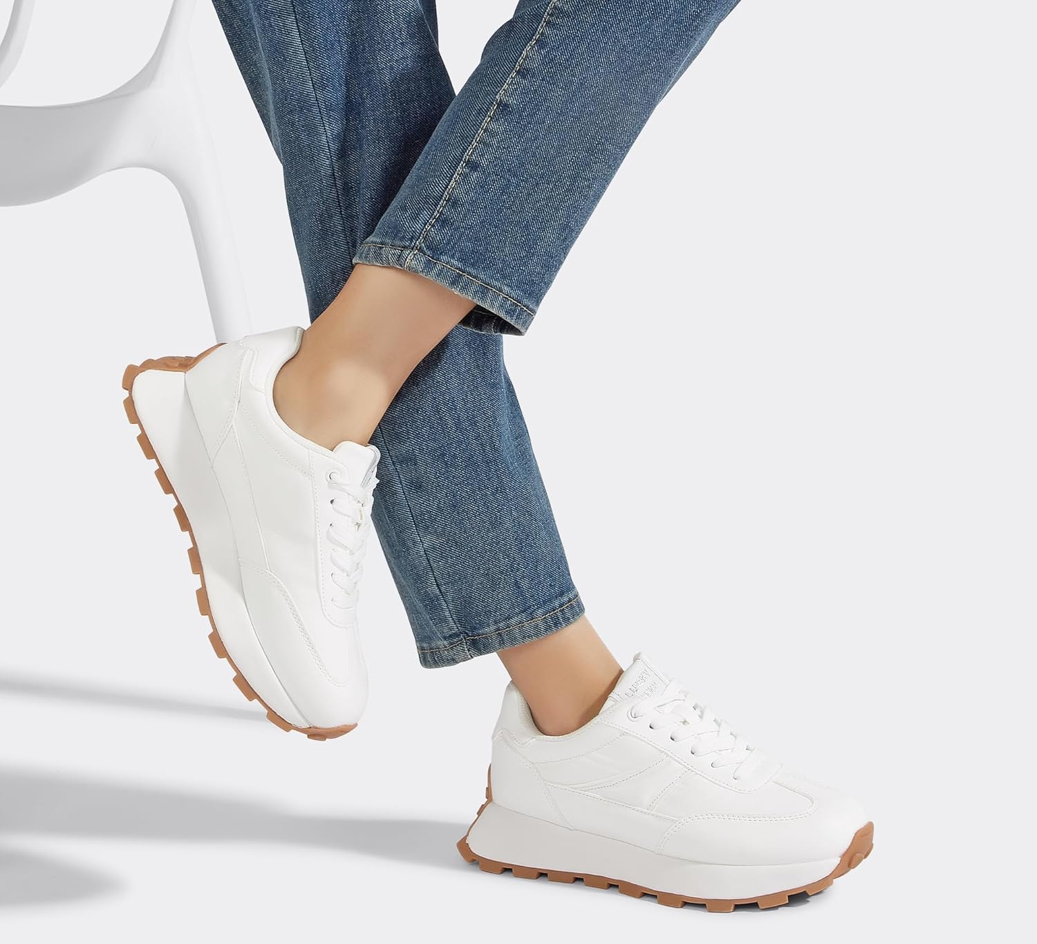 LUCKY STEP Womens Platform Retro Sneakers Classic Trainers Casual Footwear Tennis Running Chunky Lace-up Stylish Walking Shoes