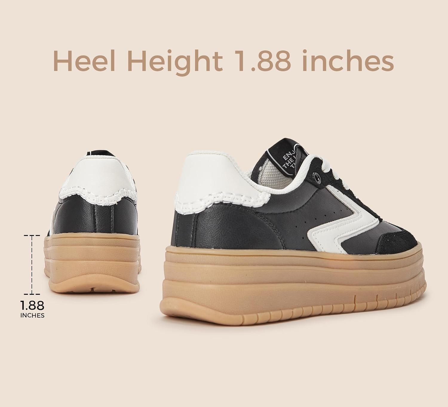 LUCKY STEP Womens Platform Sneakers Gum Sole Suede Casual Classic Retro Rubber Thick Sole Trendy Fashion Tennis Walking Shoes