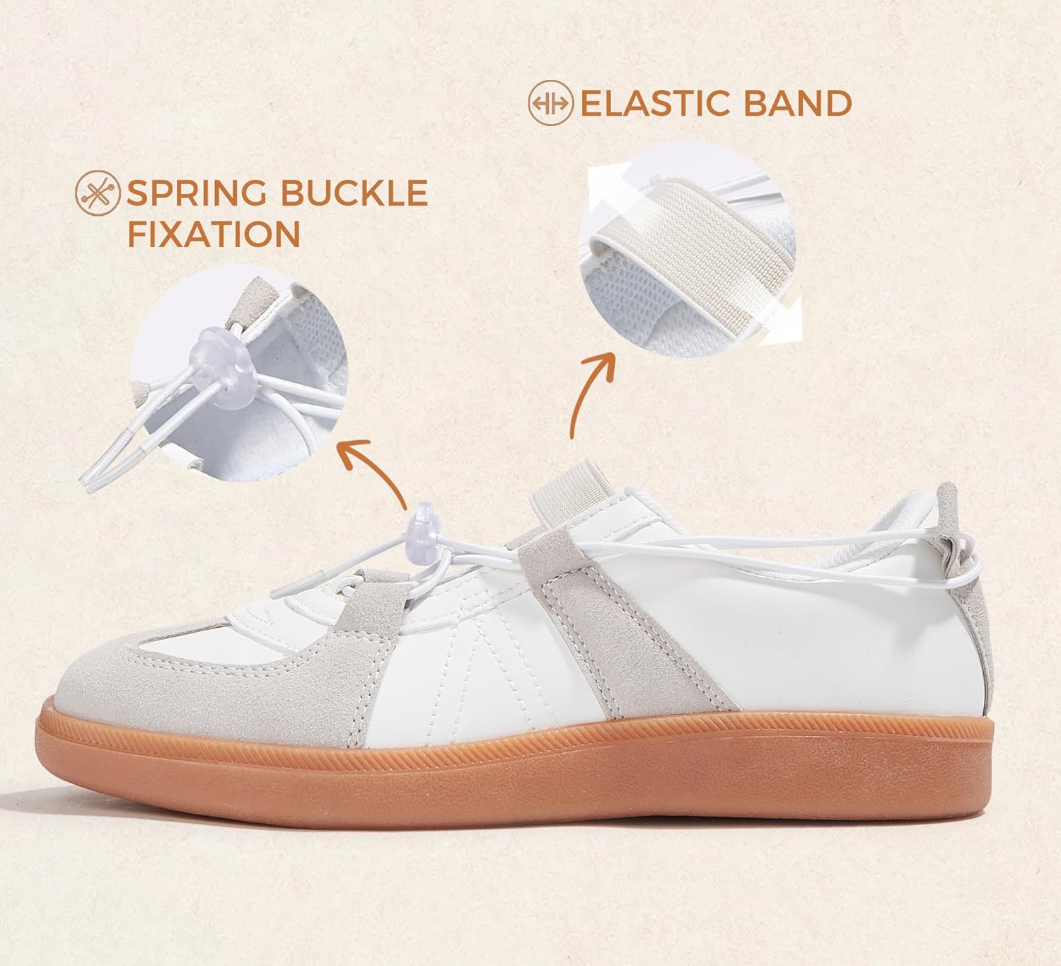 LUCKY STEP Womens Retro Fashion Sneakers Casual Comfortable Ballet Flats Lightweight Breathable Skate Shoes