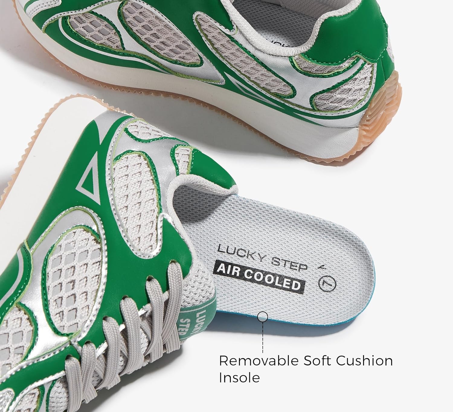 LUCKY STEP Womens Retro Fashion Sneakers Mesh Breathable Casual Walking Shoes Comfortable Tennis Athletic Trainers