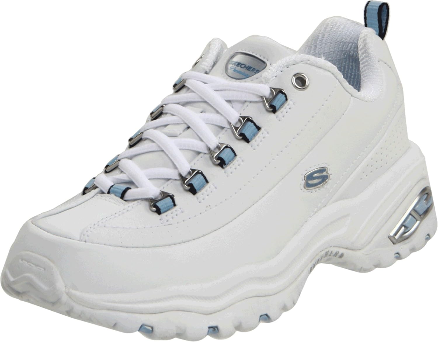 Skechers Sport Womens Premium Sneaker,White/Blue,7 W US