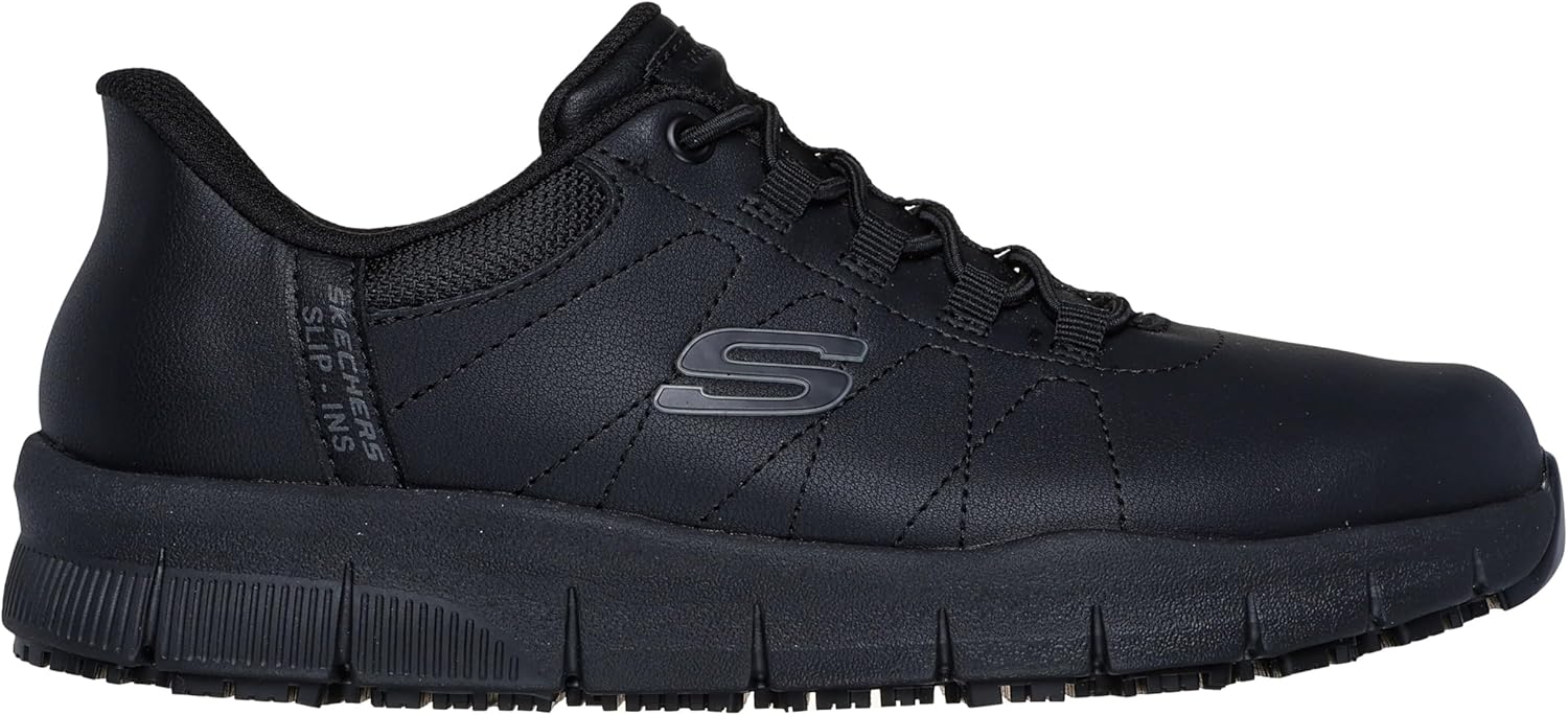 Skechers Womens Work Hands Free Slip Ins Nampa-Cottonbud Bungee Athletic Sr Food Service Shoe